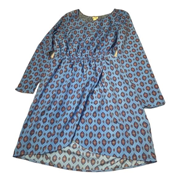 J CREW Dresses & Skirts - J CREW WOMENS MINI DRESS BLUE WITH ELASTIC WAIST AND MANDALAS THROUGHOUT